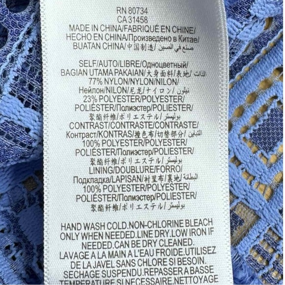 BCBGMAXAZRIA Blue Lace Peplum Blouse Size XXS - Picture 6 of 8